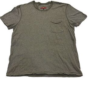 74AMK Men’s Grey & White Horizontal Stripe Pocket T-Shirt